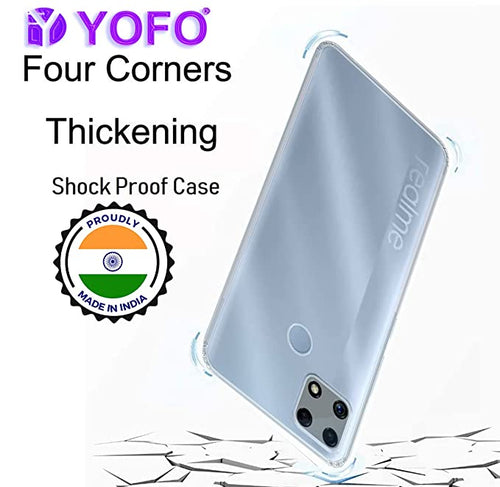 YOFO Back Cover for Realme C25s (Flexible|Silicone|Transparent|Dust Plug|Camera Protection)…