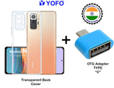 YOFO Silicon Transparent Back Cover for Mi Redmi Note 10 Pro Shockproof Bumper Corner, Ultimate Protection with Free OTG Adapter