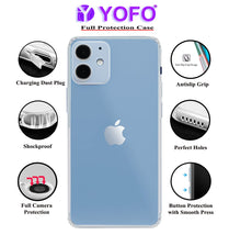 YOFO Back Cover for Apple iPhone 12 (6.1) (Flexible|Silicone|Transparent|Camera Protection|DustPlug)