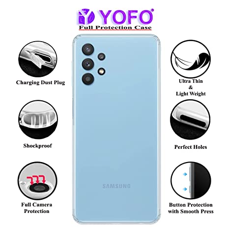YOFO Back Cover for Samsung Galaxy M32 (5G) (Flexible|Silicone|Transparent|Dust Plug|Camera Protection)…
