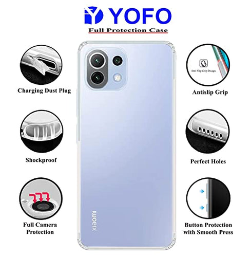YOFO Back Cover for Mi 11 Lite (5G) (Flexible|Silicone|Transparent|Camera Protection|DustPlug)