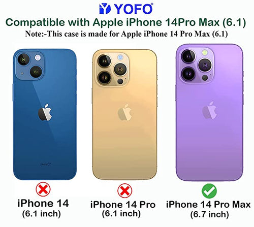 YOFO Electroplated Logo View Back Cover Case for Apple iPhone 14 Pro Max [6.7] (Transparent|Chrome|TPU+Polycarbonate) - Transparent