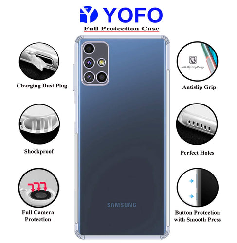 YOFO Silicon Transparent Back Cover for Samsung M51 - Camera Protection with Anti Dust Plug