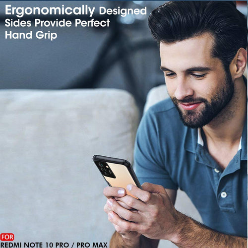 YOFO Mi Redmi Note 10 Pro / Note 10 Pro Max Clear Back Case, [Military Grade Protection] Shock Proof Slim Hybrid Bumper Cover (Black)