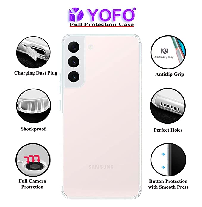 YOFO Back Cover for Samsung Galaxy S22 Plus (5G) (Flexible|Silicone|Transparent|Dust Plug|Camera Protection)