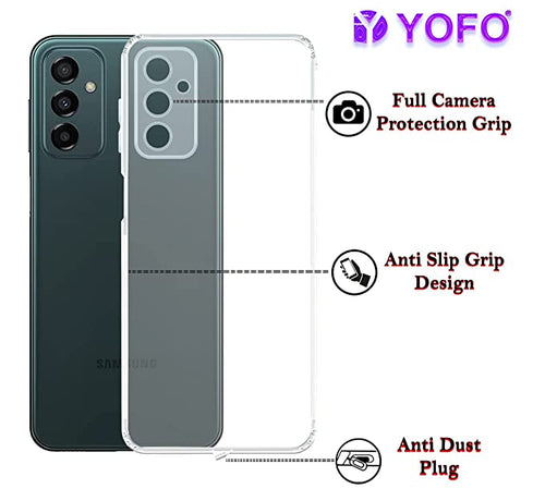 YOFO Back Cover for Samsung Galaxy F23 (5G) Flexible|Silicone|Transparent|Dust Plug|Camera Protection…