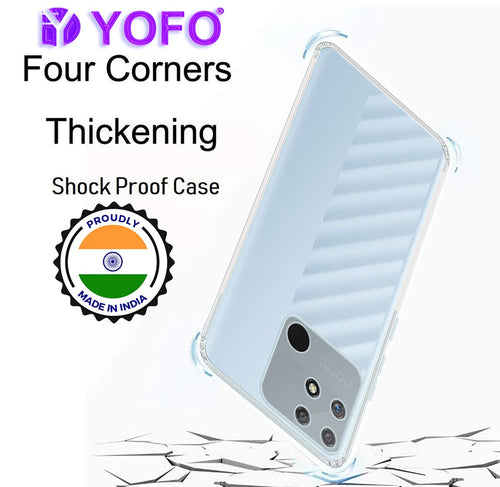 YOFO Back Cover for Realme Narzo 50A (Flexible|Silicone|Transparent|Camera Protection|DustPlug)