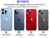 YOFO Electroplated Logo View Back Cover Case for Apple iPhone 13 Pro [6.1] (Transparent|Chrome|TPU+Poly Carbonate)- Blue