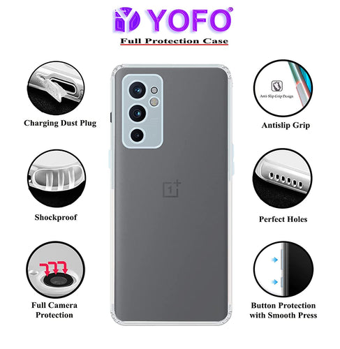 YOFO Back Cover for OnePlus 9RT (5G) (Flexible|Silicone|Transparent|Camera Protection|DustPlug)