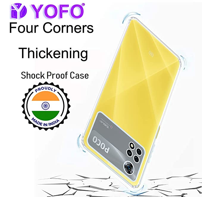 YOFO Back Cover for Poco X4 Pro (5G) (Flexible|Silicone|Transparent|Anti Dust Plug|Camera Protection)