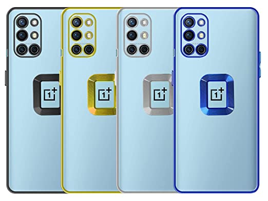 YOFO Electroplated Logo View Back Cover Case for OnePlus 9R / 8T (Transparent|Chrome|TPU+Poly Carbonate)- Gold