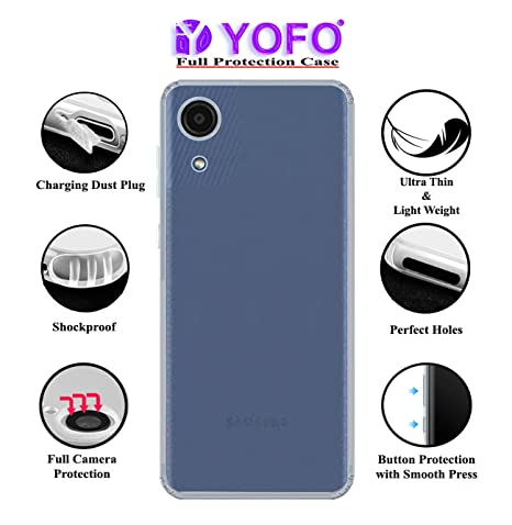 YOFO Back Cover for Samsung Galaxy A03 Core (Flexible|Silicone|Transparent|Dust Plug|Camera Protection)…