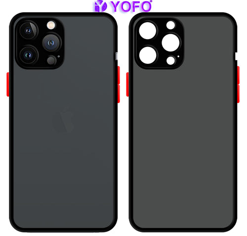 YOFO Back Cover for Apple iPhone 13 Pro Max (6.7) (Translucent Matte Smoke Case|Soft Frame|Shockproof|Full Camera Protection) with Free Mobile Stand