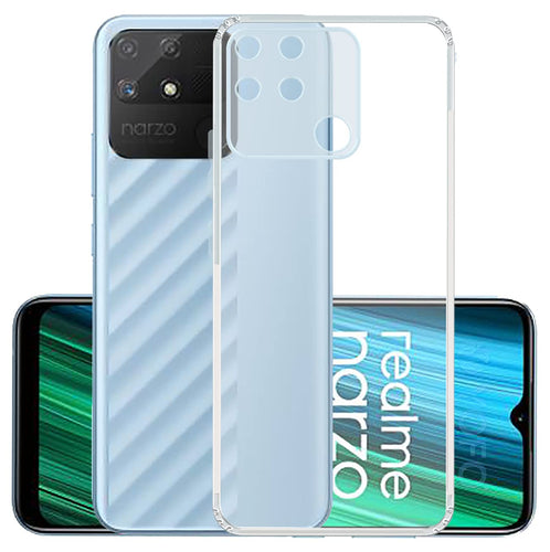 YOFO Back Cover for Realme Narzo 50A (Flexible|Silicone|Transparent|Camera Protection|DustPlug)
