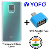 YOFO Silicon Transparent Back Cover for Mi Redmi Note 9 Pro/Mi Redmi Note 9 Pro Max/Poco M2 Pro with Free OTG Adapter