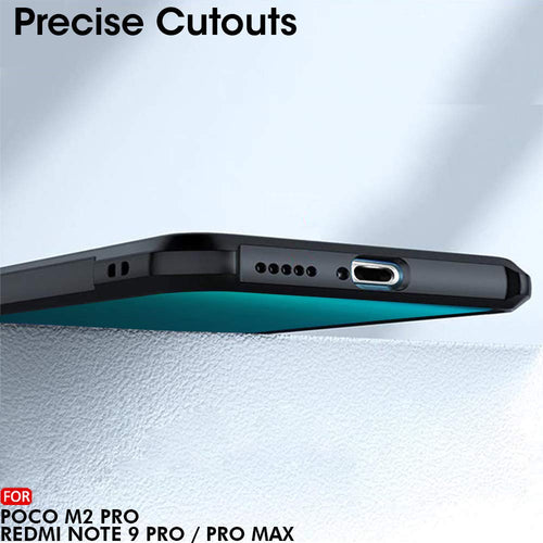 YOFO Mi Redmi Note 9 Pro / Note 9 Pro Max / Poco M2 Pro Clear Back Case, [Military Grade Protection] Shock Proof Slim Hybrid Bumper Cover (Black)