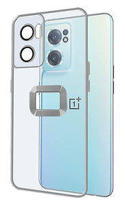 YOFO Electroplated Logo View Back Cover Case for OnePlus Nord CE-2 (Transparent|Chrome|TPU+Poly Carbonate)-SILVER