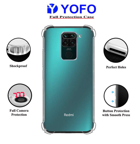 YOFO Silicon Transparent Back Cover for Mi Redmi Note 9 Shockproof Bumper Corner with Ultimate Protection