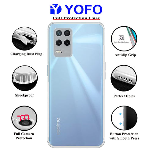 YOFO Back Cover for Realme 8 (5G) / Realme Narzo 30(5G) (Flexible|Silicone|Transparent|Camera Protection|DustPlug)