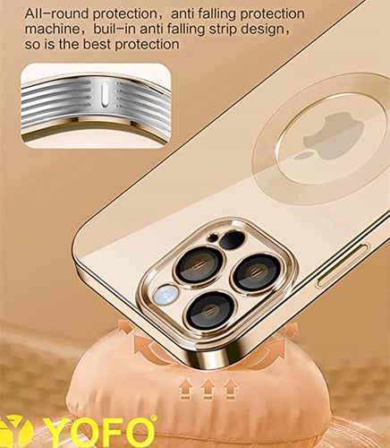 YOFO Electroplated Logo View Back Cover Case for Apple iPhone 11 Pro [5.8] (Transparent|Chrome|TPU+Poly Carbonate)- Gold