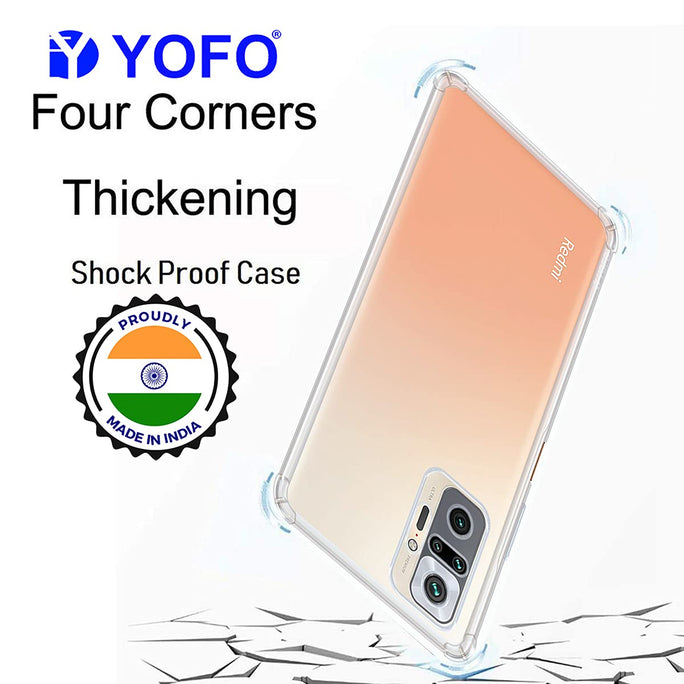 YOFO Silicon Transparent Back Cover for Mi Redmi Note 10 Pro Shockproof Bumper Corner, Ultimate Protection with Free OTG Adapter