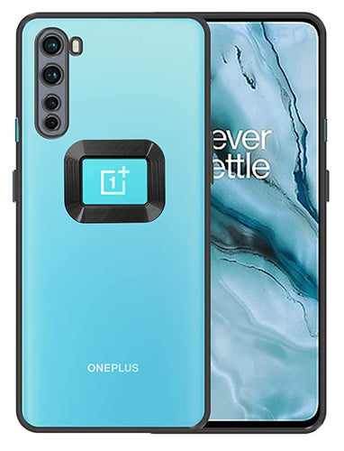 YOFO Electroplated Logo View Back Cover Case for OnePlus Nord (Transparent|Chrome|TPU+Poly Carbonate)- Black