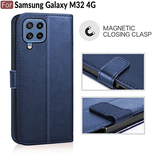 YOFO Samsung Galaxy M32 / F22 (4G) Leather Flip Cover Full Protective Wallet Case