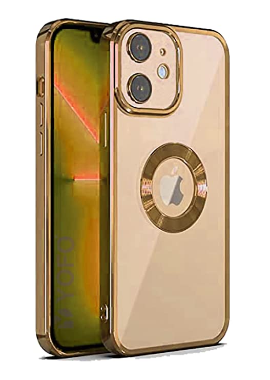 YOFO Electroplated Logo View Back Cover Case for Apple iPhone 11 (Transparent|Chrome|TPU+Poly Carbonate)- GOLD