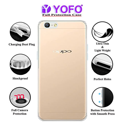 YOFO Back Cover for Oppo A57 (Flexible|Silicone|Transparent|Dust Plug|Camera Protection)