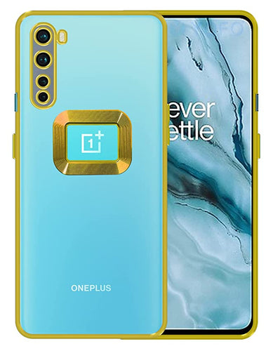 YOFO Electroplated Logo View Back Cover Case for OnePlus Nord (Transparent|Chrome|TPU+Poly Carbonate)- GOLD