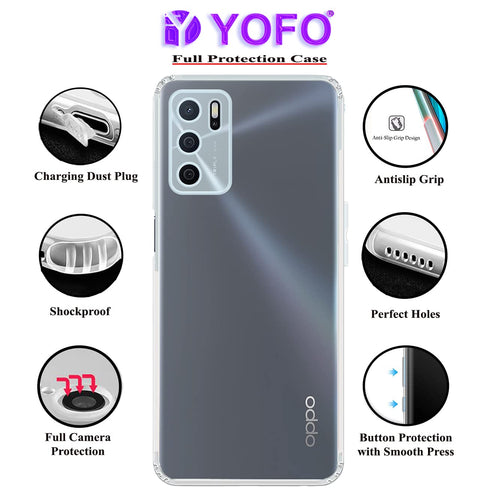 YOFO Back Cover for Oppo A16 (Flexible|Silicone|Transparent|Camera Protection|DustPlug)