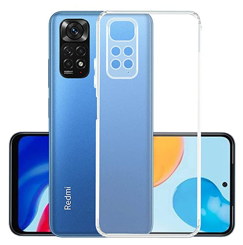 YOFO Back Cover for Mi Redmi Note 11 / Note 11s (4G) (Flexible|Silicone|Transparent|Anti Dust Plug|Camera Protection)