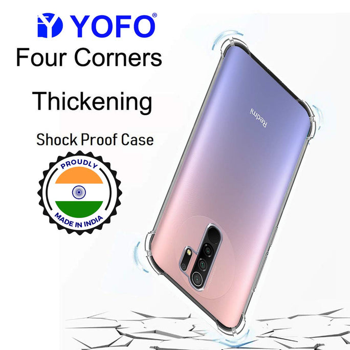 YOFO Silicon Transparent Back Cover for Mi Redmi 9 Prime Shockproof Bumper Corner with Ultimate Protection