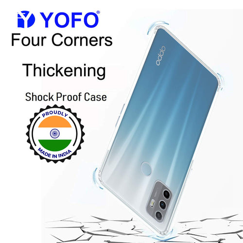 YOFO Silicon Transparent Back Cover for Oppo A53 - Camera Protection with Anti Dust Plug