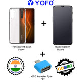 YOFO Combo for Realme 6 Transparent Back Cover + Matte Screen Guard with Free OTG Adapter