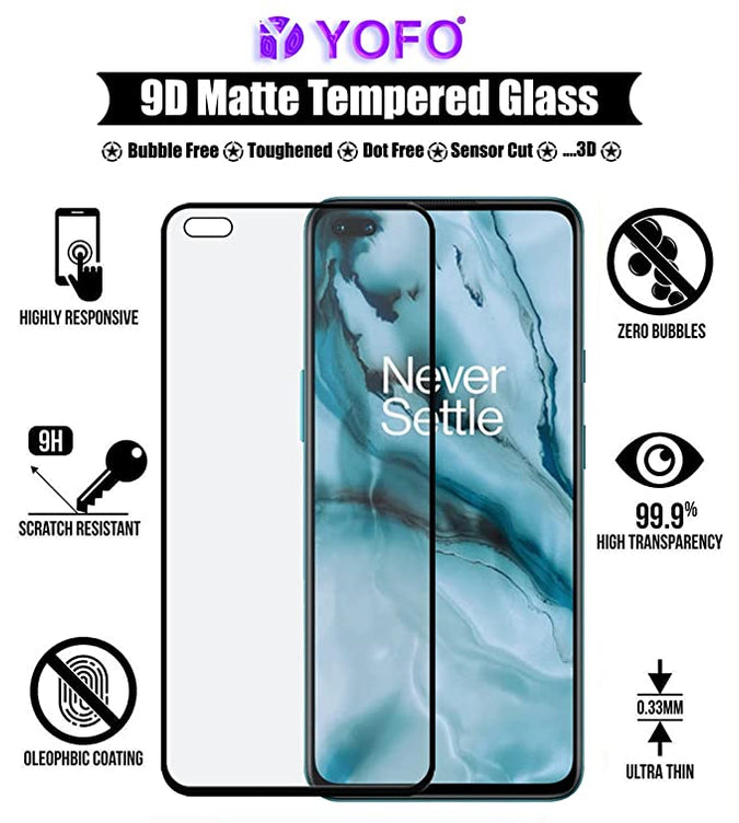 YOFO Full Screen Edge to Edge Matte Finish Tempered Glass for OnePlus Nord (5G)