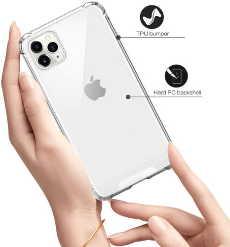 YOFO TPU Cristal Glass Shockproof Back Cover for Apple iPhone 11 Pro {5.8 Inch} - (Transparent)