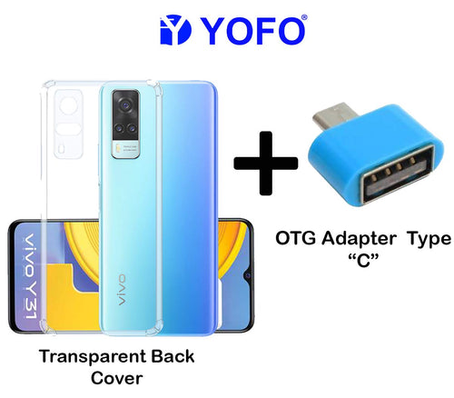 YOFO Silicon Transparent Back Cover for Vivo Y51 A/Vivo Y31 Shockproof Bumper Corner, Ultimate Protection with Free OTG Adapter