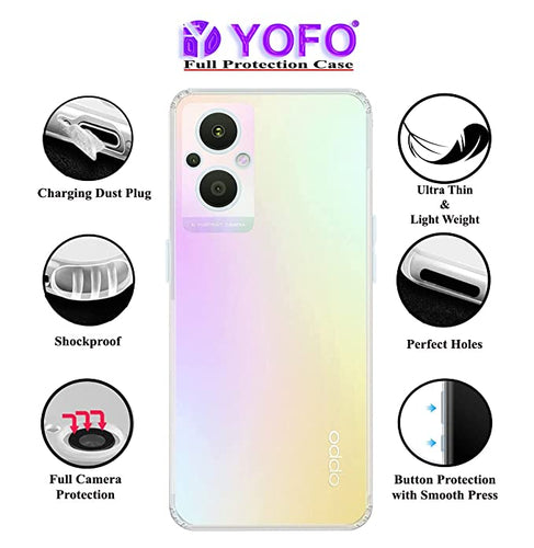 YOFO Back Cover for Oppo F21 PRO(5G) (Flexible|Silicone|Transparent|Dust Plug|Camera Protection)…