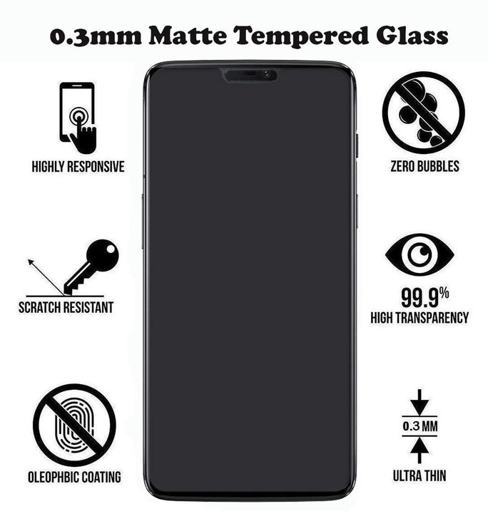 YOFO Matte Tempered Glass/Screen Guard for OnePlus 6 (Matte Finish) Full Screen Coverage (except edges)