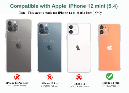 YOFO Back Cover for iPhone 12(5.4) (Transparent) with Dust Plug & Camera Protection