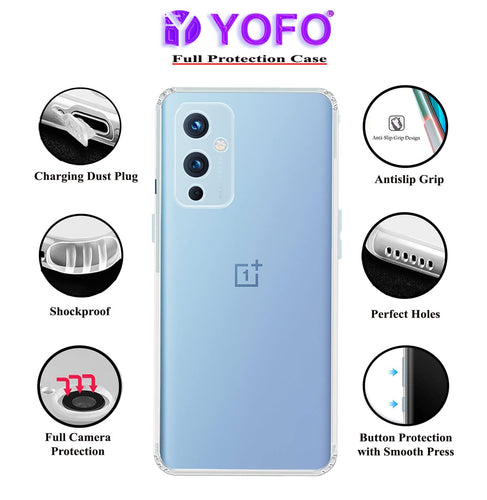YOFO Silicon Back Cover for OnePlus 9 - (Transparent) Camera Protection with Anti Dust Plug