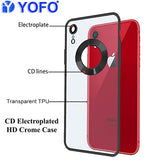 YOFO Electroplated Logo View Back Cover Case for Apple iPhone XR (Transparent|Chrome|TPU+Poly Carbonate)- Black
