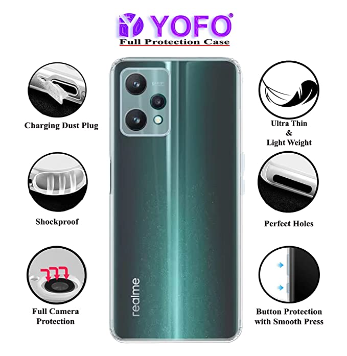 YOFO Back Cover for Realme 9 Pro (5G) (Flexible|Silicone|Transparent|Dust Plug|Camera Protection)