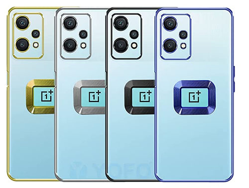 YOFO Electroplated Logo View Back Cover Case for OnePlus Nord CE-2 Lite (Transparent|Chrome|TPU+Poly Carbonate)- BLUE