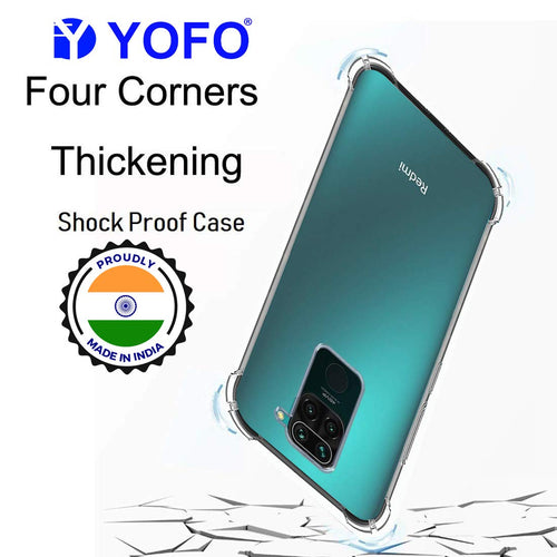 YOFO Silicon Transparent Back Cover for Mi Redmi Note 9 Shockproof Bumper Corner, Ultimate Protection with Free OTG Adapter