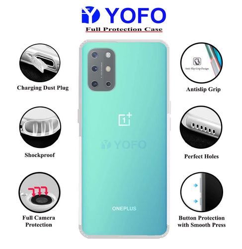 YOFO Silicon Back Cover for OnePlus 8T (Transparent) Camera Protection with Dust Plug