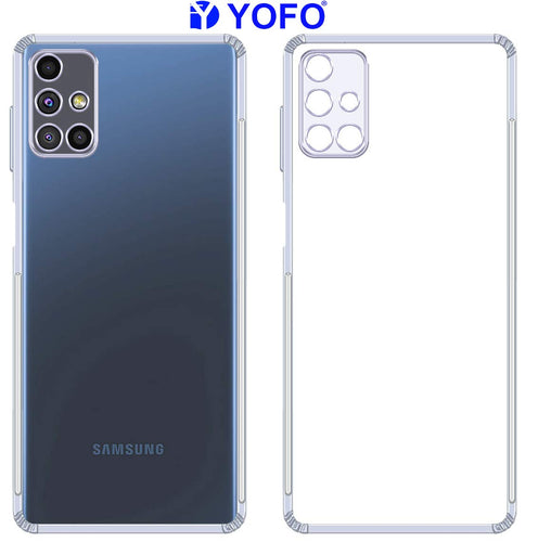 YOFO Silicon Transparent Back Cover for Samsung M51 - Camera Protection with Anti Dust Plug