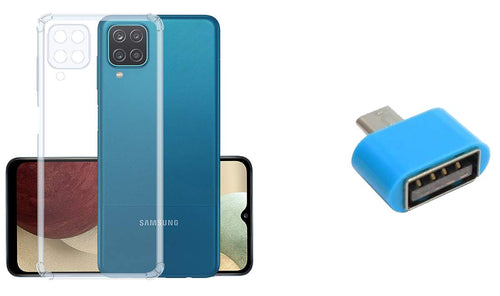 YOFO Silicon Transparent Back Cover for Samsung Galaxy A12 Shockproof Bumper Corner, Ultimate Protection with Free OTG Adapter