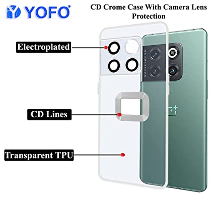 YOFO Electroplated Logo View Back Cover for OnePlus 10T (Transparent|Chrome|TPU+Polycarbonate)